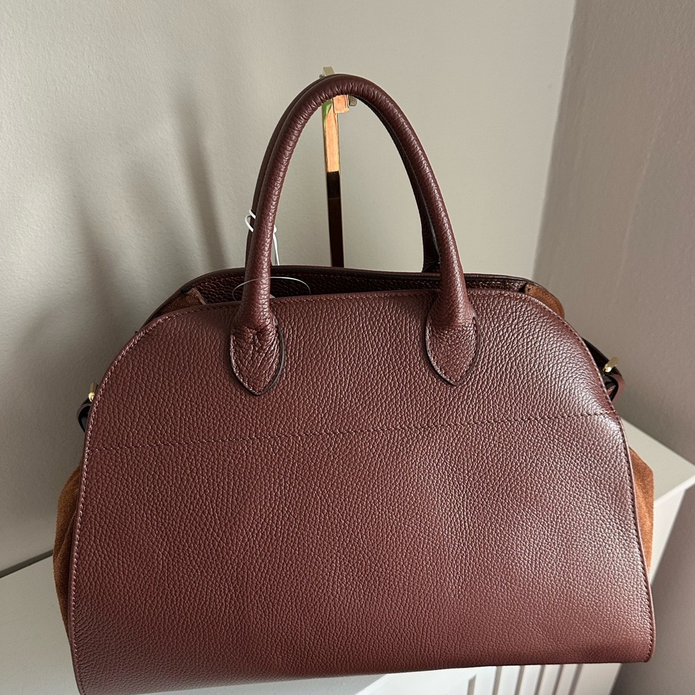 Viral Anna Paola Genuine Bruciato Brown Italian Leather & Suede Satchel Tot… - Picture 5 of 15